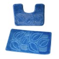 Set 2 Covorase pentru Baie, Blue, 60 x 100 cm, 50 x 60 cm, Antiderapante, Model Flora
