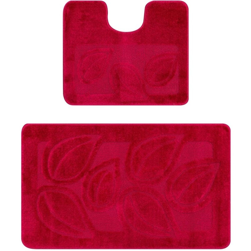 Set 2 Covorase pentru Baie, Burgundy, 60 x 100 cm, 50 x 60 cm, Antiderapante, Flora 2577