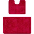 Set 2 Covorase pentru Baie, Burgundy, 60 x 100 cm, 50 x 60 cm, Antiderapante, Flora 2577