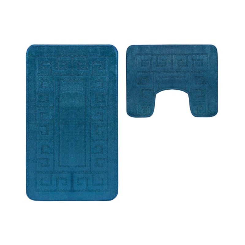 Set 2 Covorase pentru Baie, Deep Lake, 60 x 100 cm, 50 x 60 cm, Antiderapante, Model Ethnic