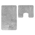 Set 2 Covorase pentru Baie, Gri, 50 x 80 cm, 40 x 50 cm, Antiderapante, Model Flora