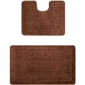 Set 2 Covorase pentru Baie, Maro, 50 x 80 cm, 40 x 50 cm, Antiderapante, Ethnic 2518