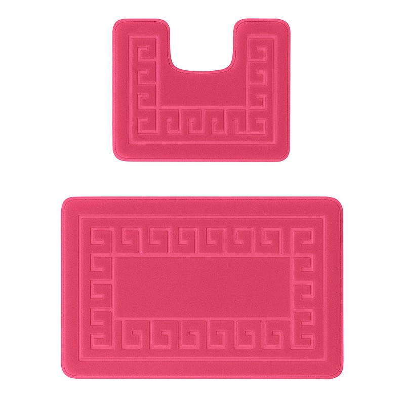 Set 2 Covorase pentru Baie, Violet, 60 x 100 cm, 50 x 60 cm, Antiderapante, Model Ethnic