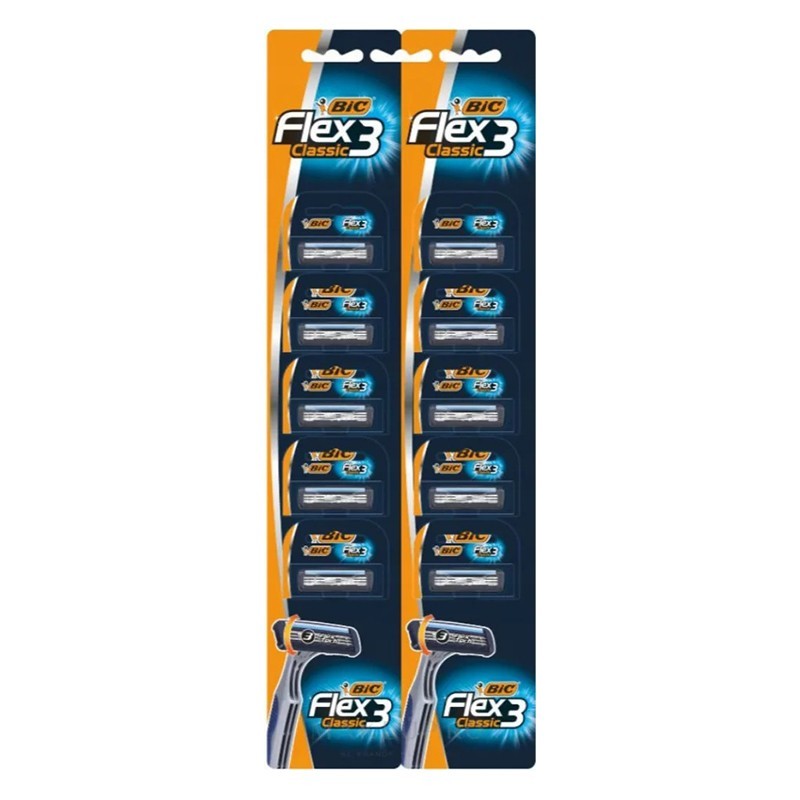 Set 2 x 10 Aparate de Ras BIC Flex 3 Classic, 3 Lame, Barbati