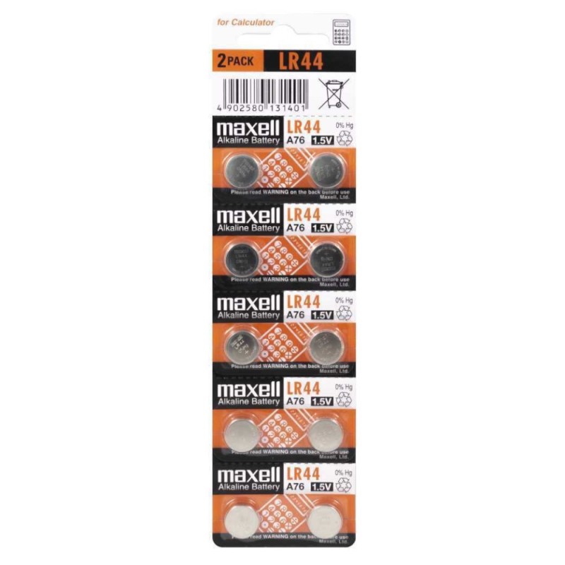 Set 2 x 10 Baterii Alcaline Tip Buton LR44 AG13, Maxell, 1.5 V