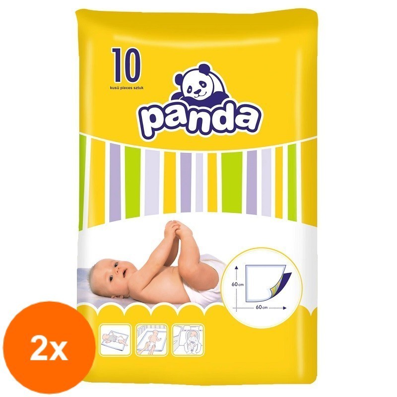Set 2 x 10 Cearsaf Absorbant Panda 60 x 60 cm