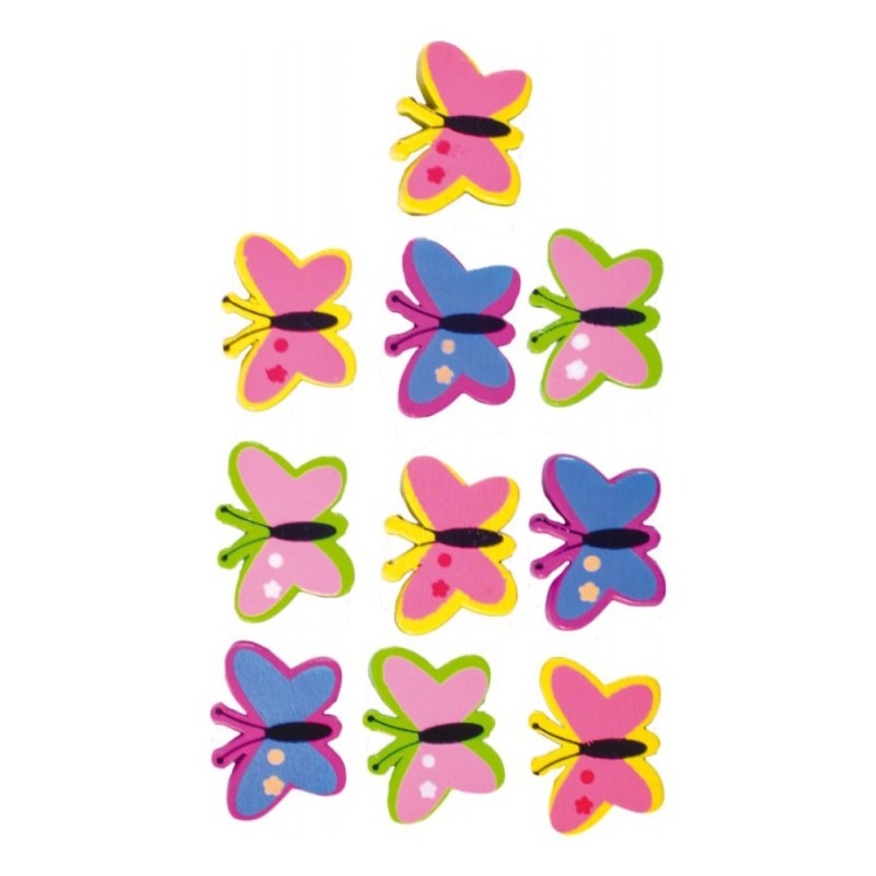 Set 2 x 10 Fluturi din Lemn pentru Artizanat