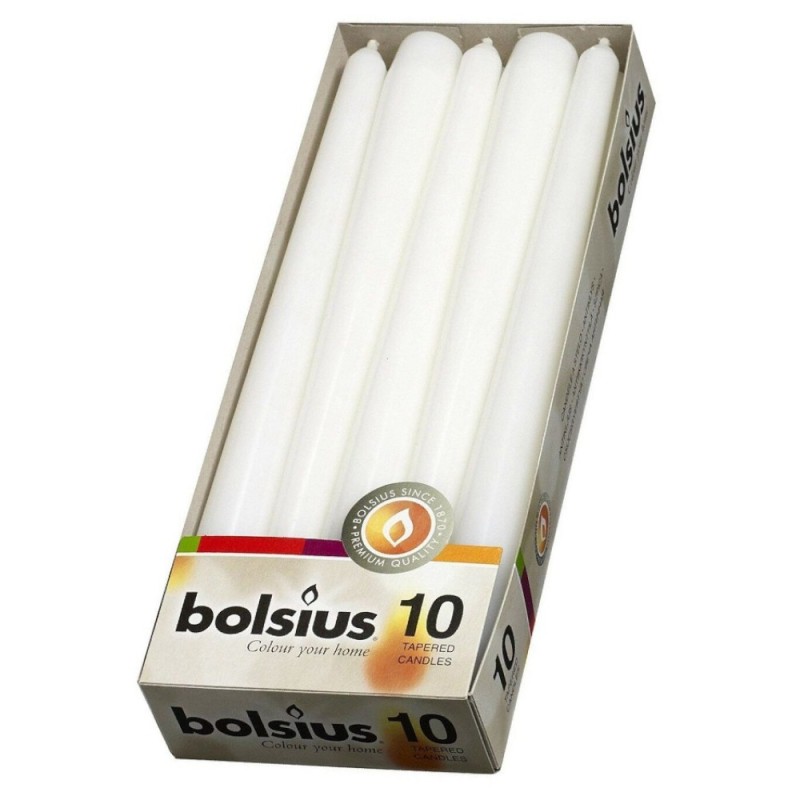 Set 2 x 10 Lumanare Conica Bolsius Alba