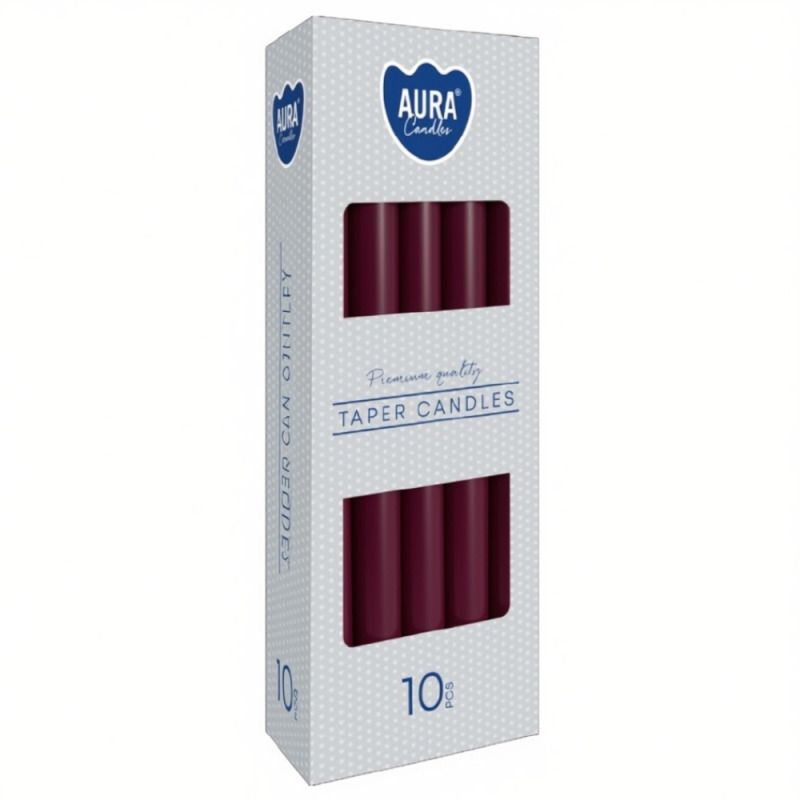 Set 2 x 10 Lumanari Conice Aura Burgund