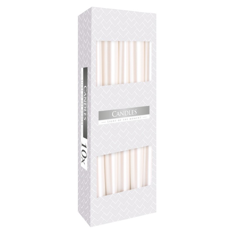 Set 2 x 10 Lumanari Conice Bispol Alb Perla