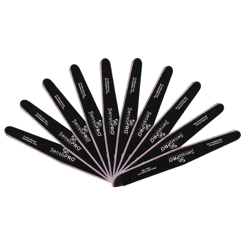 Set 2 x 10 Pile Unghii Picatura Granulatia 100/180, SensoPRO Milano, Negru