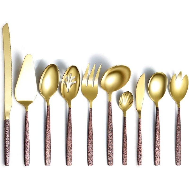 Set 2 x 10 Tacamuri, 18/0 Inox, Auriu/Maro, Berglander