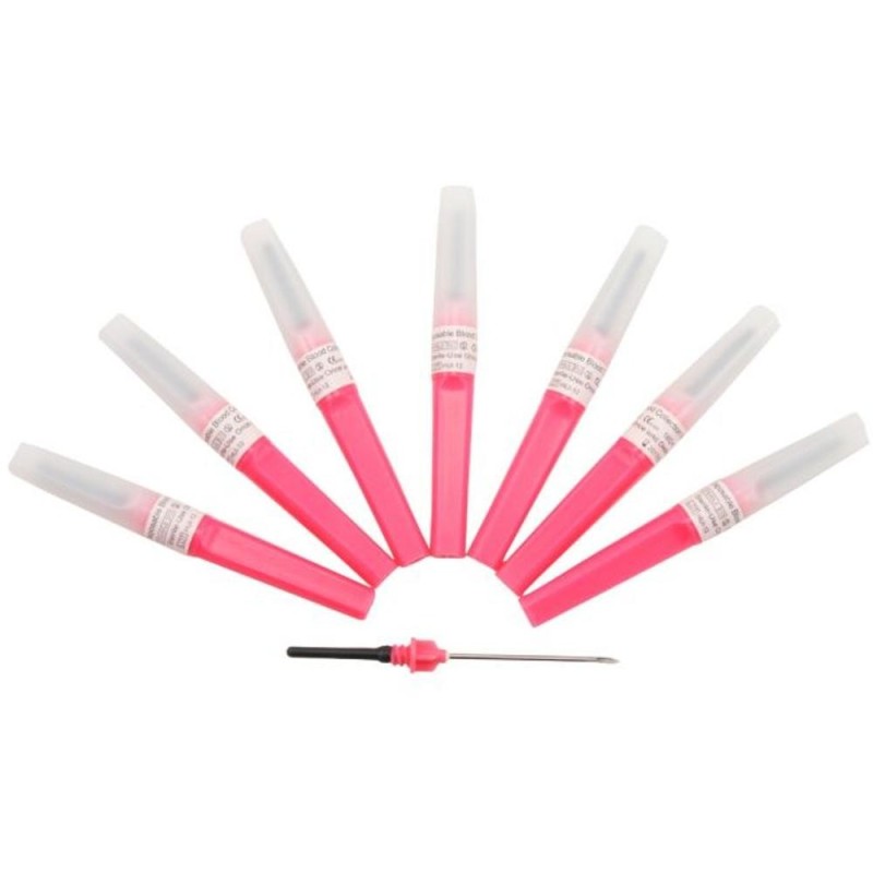 Set 2 x 100 Ace Vacutainer, 18G x 1 1/2 Roz, Sterile, pentru Recoltare Sange, Prima