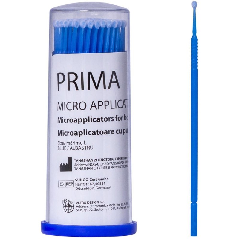 Set 2 x 100 Aplicatoare cu Puf Prima, Marimea L, Albastre