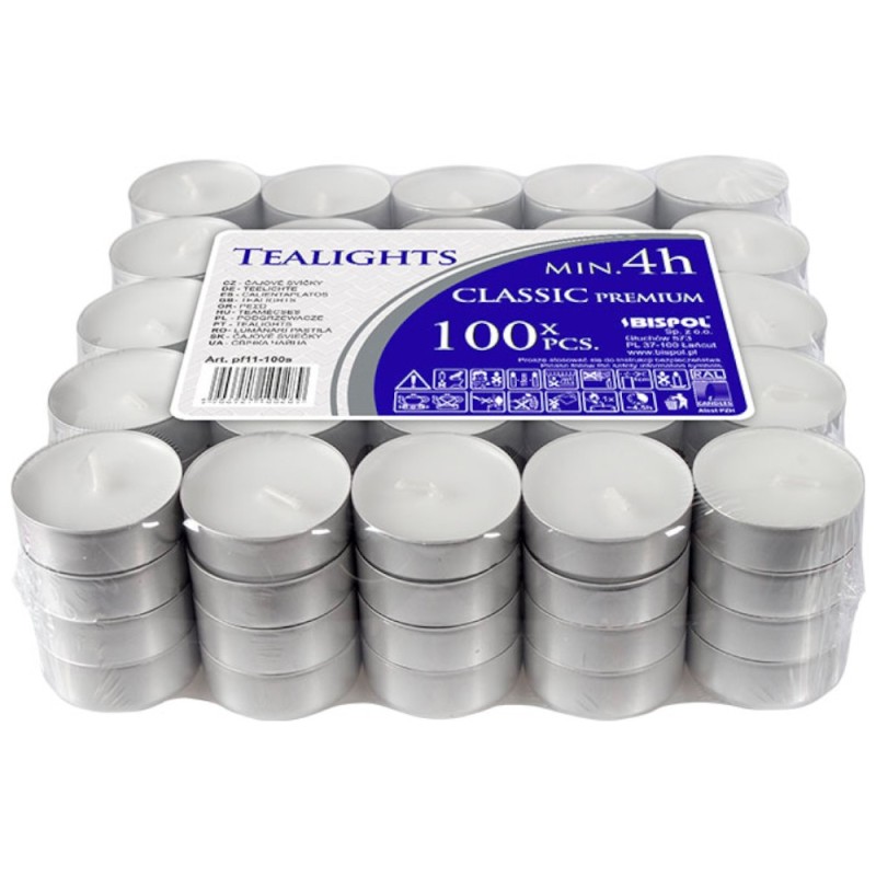 Set 2 x 100 Lumanari Pastila Bispol Albe, 4 Ore