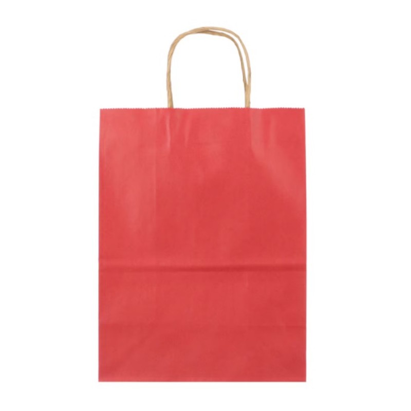 Set 2 x 100 Pungi din Hartie cu Manere, Rosu, Interior Natur, 32 x 12 x 41 cm