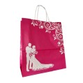 Set 2 x 100 Pungi din Hartie cu Manere, Roz, Model Miri, 22 x 11 x 25.5 cm