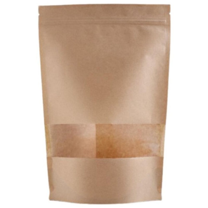 Set 2 x 100 Pungi Stand-up Natur, 18 x 29 cm, cu Fereastra si Fermoar