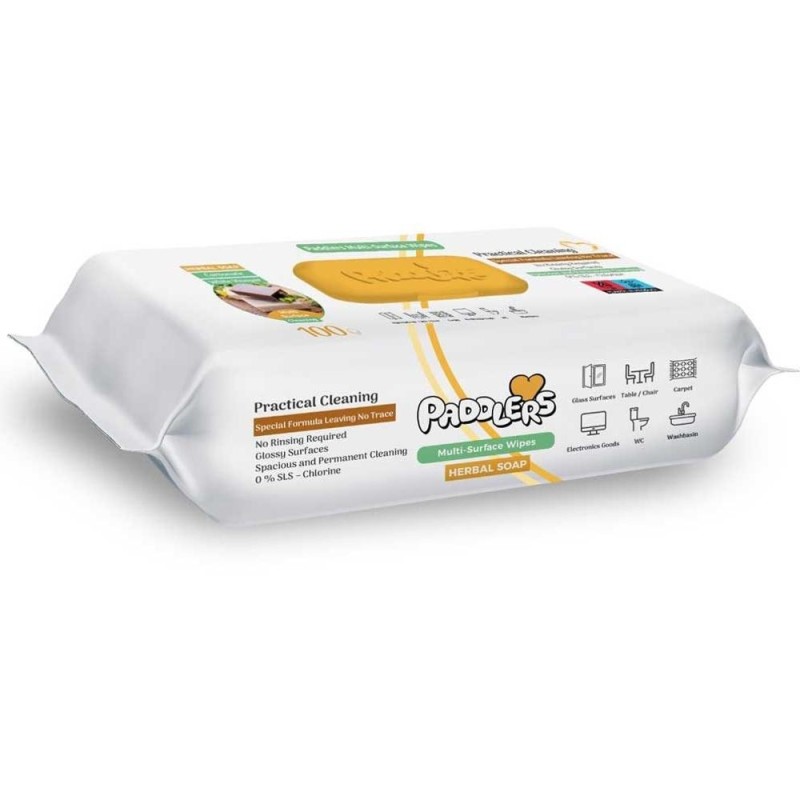 Set 2 x 100 Servetele Umede Multisuprafete Easyclean Paddlers, Herbal Soap