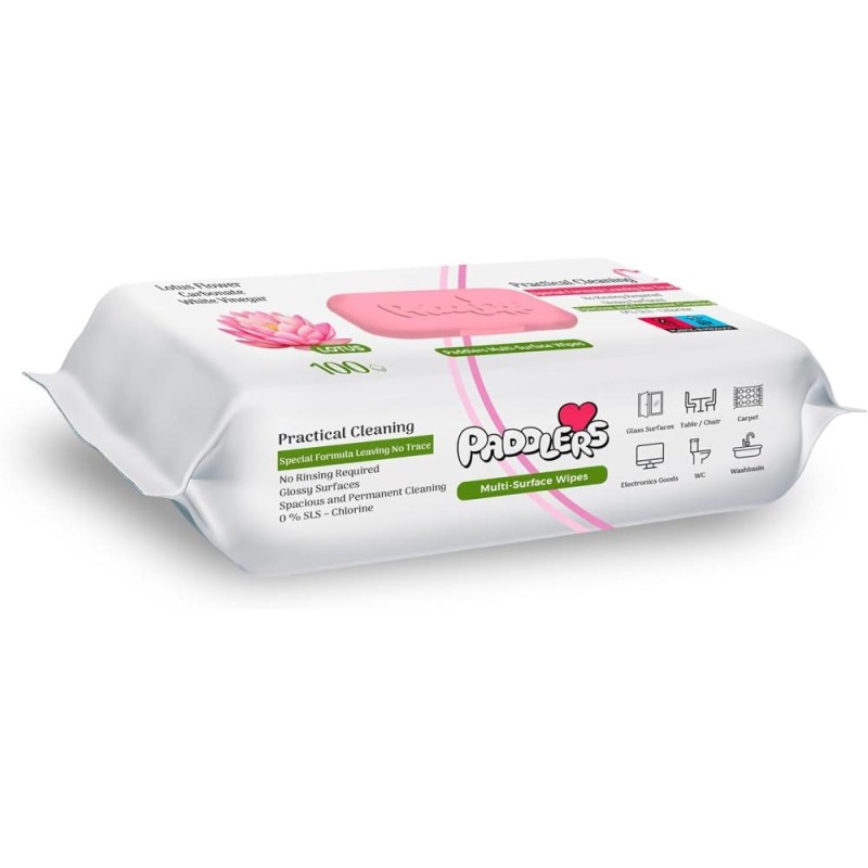 Set 2 x 100 Servetele Umede Multisuprafete Easyclean Paddlers, Lotus Flower