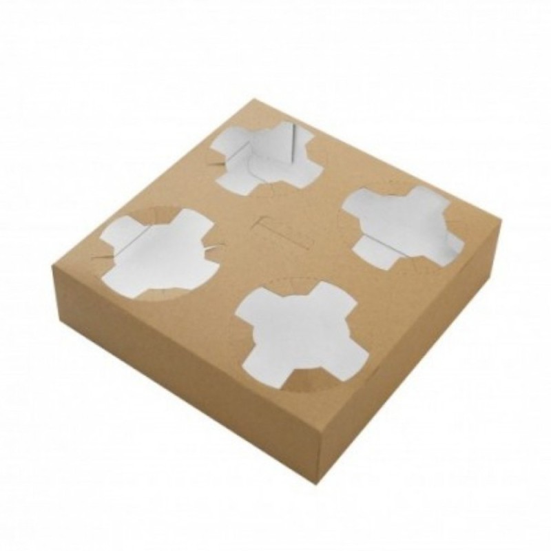 Set 2 x 100 Suporti Biodegradabili pentru Patru Pahare, Natur