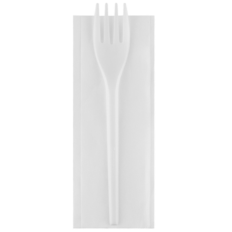 Set 2 x 100 Tacamuri de Unica Folosinta, Biodegradabile, cPLA, Furculita si Servetel