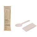 Set 2 x 100 Tacamuri de Unica Folosinta, Biodegradabile, Lemn, Lingura XL si Servetel Kraft