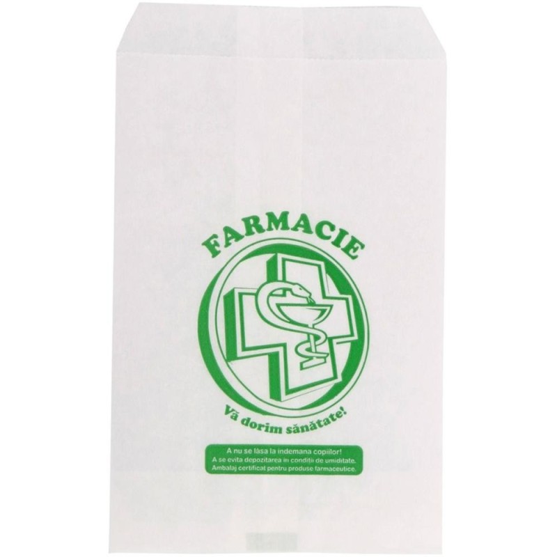 Set 2 x 1000 Pungi de Hartie Farmacie, L 16 x 27 cm