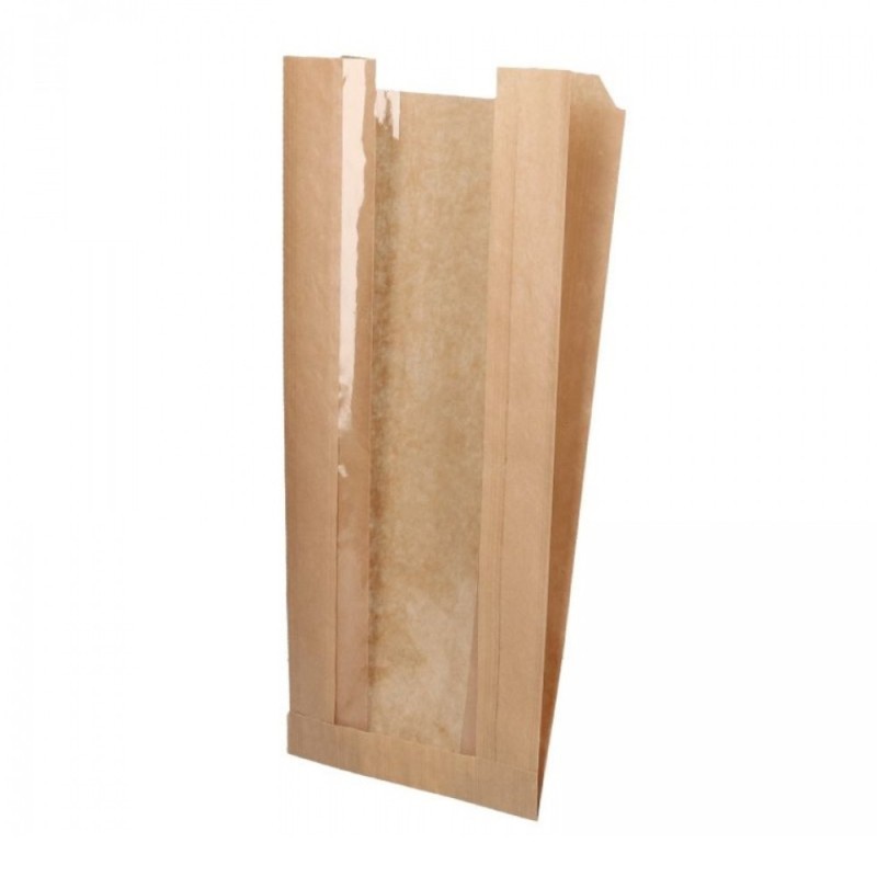 Set 2 x 1000 Pungi din Hartie cu Fereastra, pentru Bagheta, 12 x 5 x 50 cm