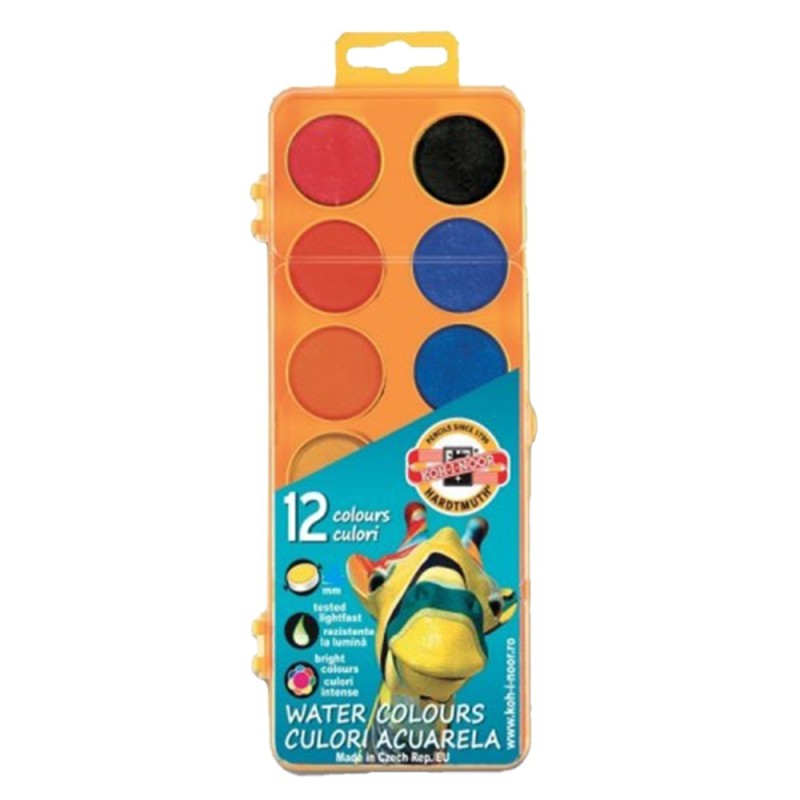 Set 2 x 12 Acuarele 30 mm, Baza Portocalie, Koh-I-Noor