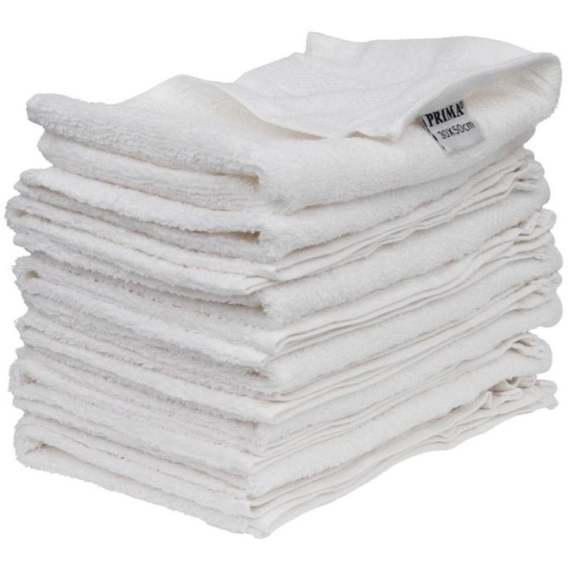 Set 2 x 12 Prosoape de Baie 100% Bumbac, Albe, 30 x 50 cm, 450 g/m2