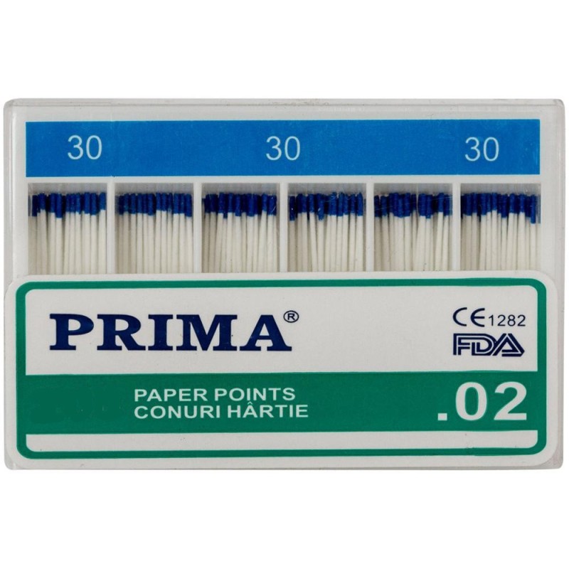 Set 2 x 120 Conuri Gutta Percha .02 Taper, Nr.30, pentru Uscarea Canalelor Radiculare, Prima