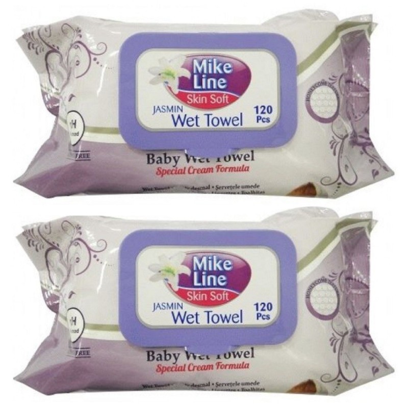Set 2 x 120 Servetele Umede cu Capac Mike Line Purple Jasmin