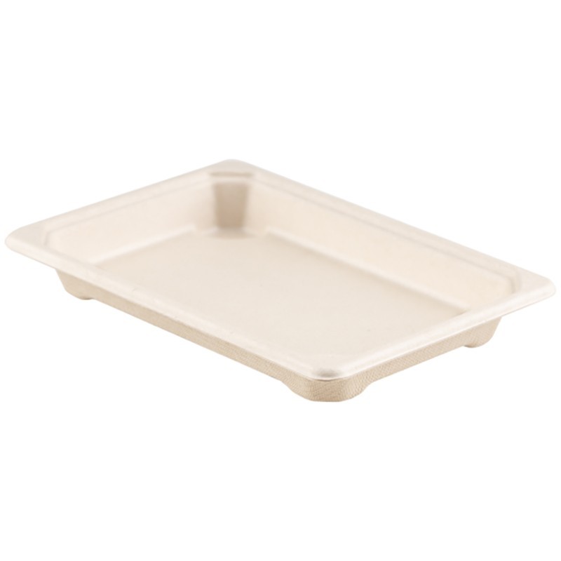 Set 2 x 125 Platouri Trestie Biodegradabile, Compostabile, Natur 18x13 cm