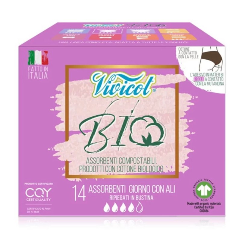 Set 2 x 14 Absorbante cu Aripioare BIO, Zi, Vivicot