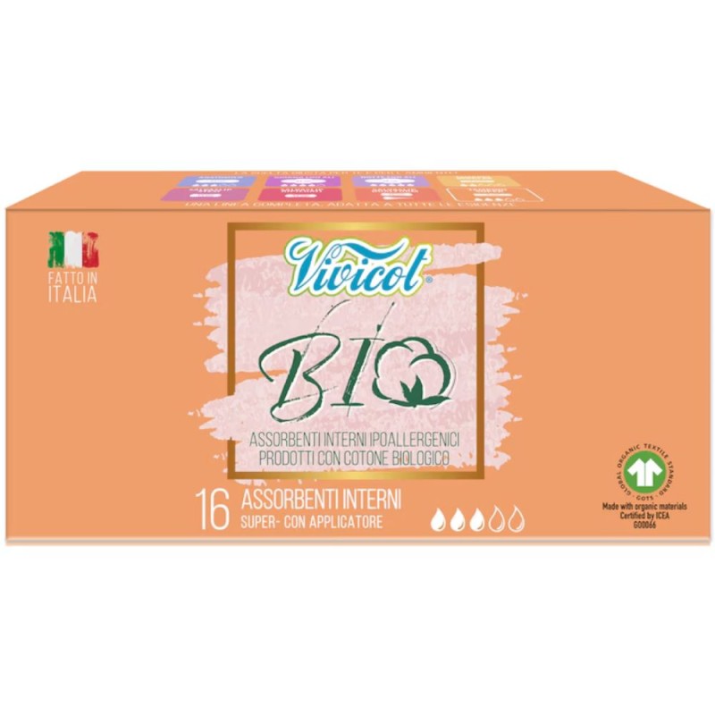 Set 2 x 14 Tampoane Interne Super BIO, cu Aplicator, Vivicot