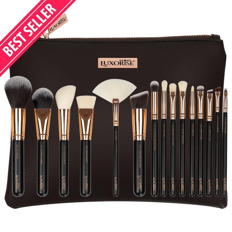 Set 2 x 15 Pensule Machiaj Luxorise Brilliance Copper + Borseta Cadou