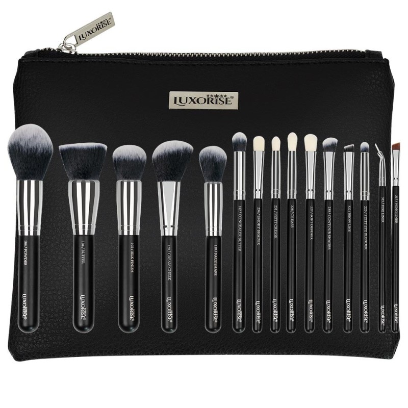 Set 2 x 15 Pensule Machiaj Luxorise Brilliance Platinum + Borseta Cadou