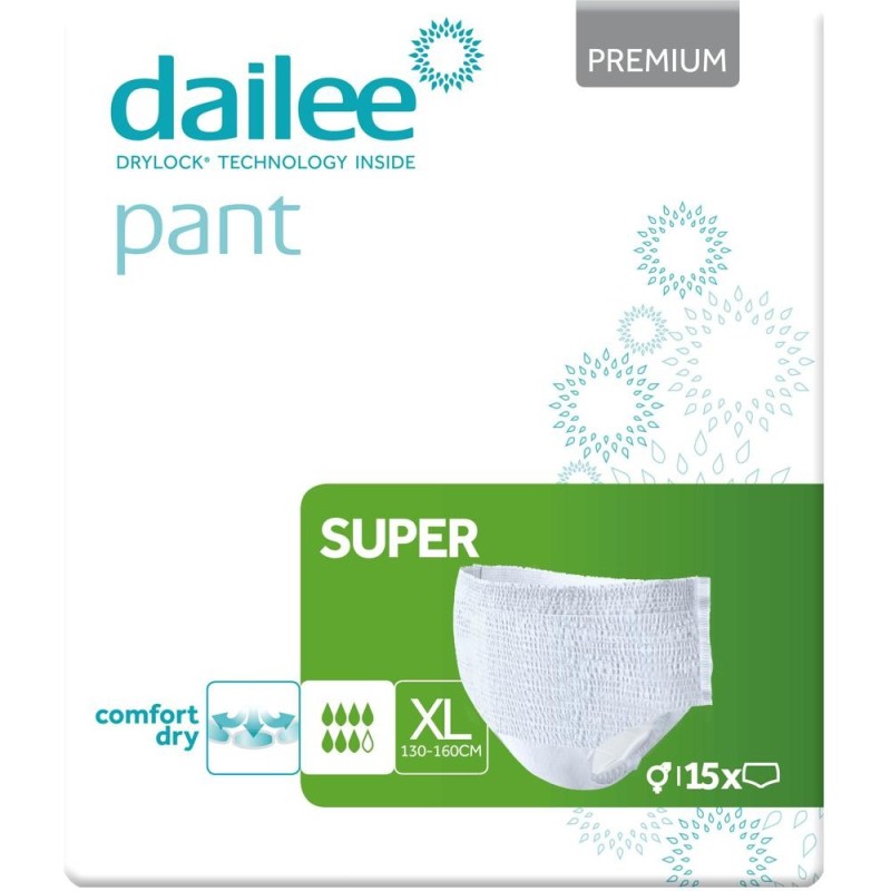 Set 2 x 15 Scutece Chilot Adulti Dailee Premium Super, Marimea XL, 7 Picaturi