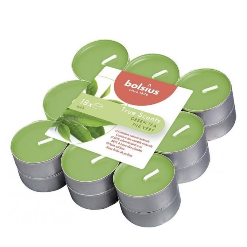 Set 2 x 18 Lumanari Pastila Bolsius, Ceai Verde, Timp de Ardere 4 Ore