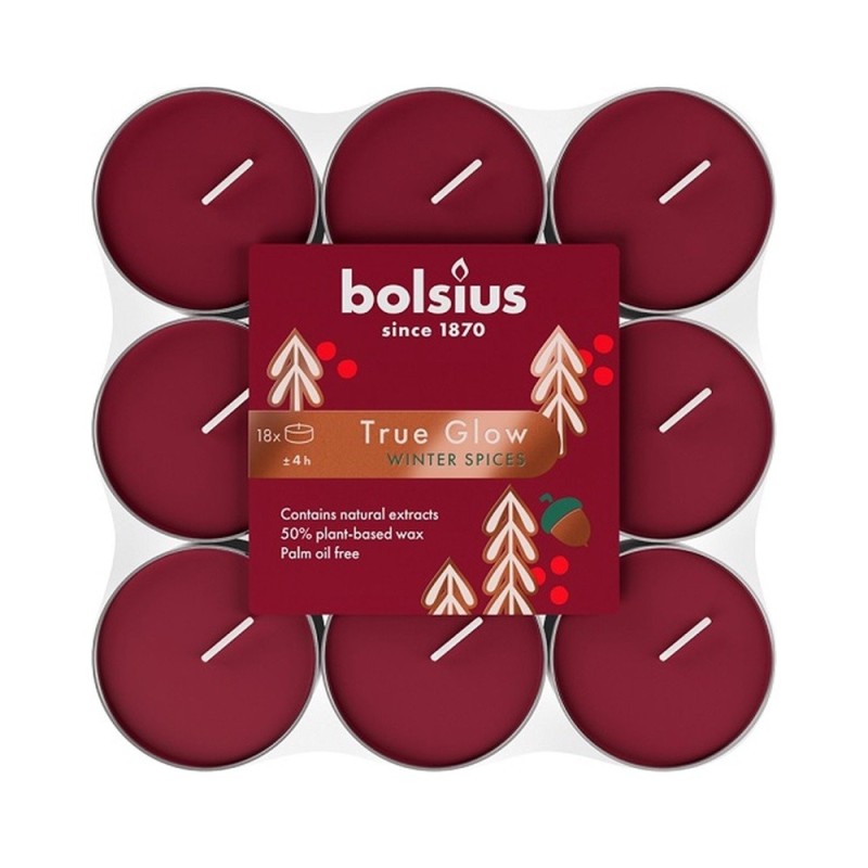 Set 2 x 18 Lumanari Pastila Bolsius, Winter Spices, Timp Ardere 4 Ore, Rosu
