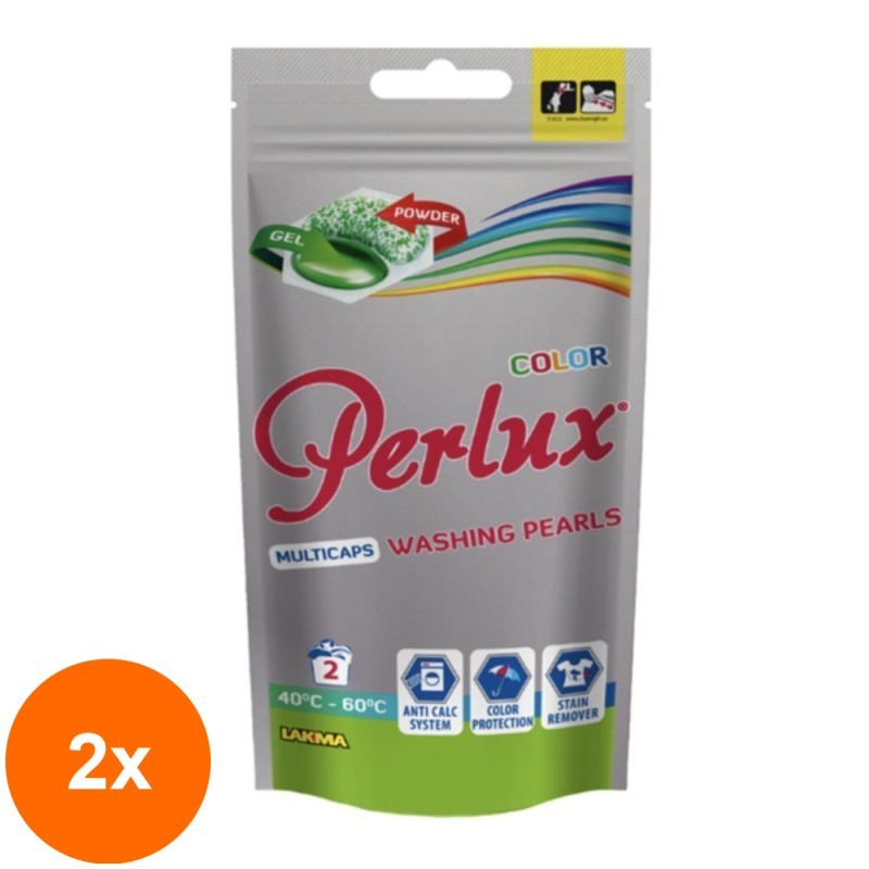 Set 2 x 2 Detergent Capsule pentru Rufe Colorate Perlux Super Compact