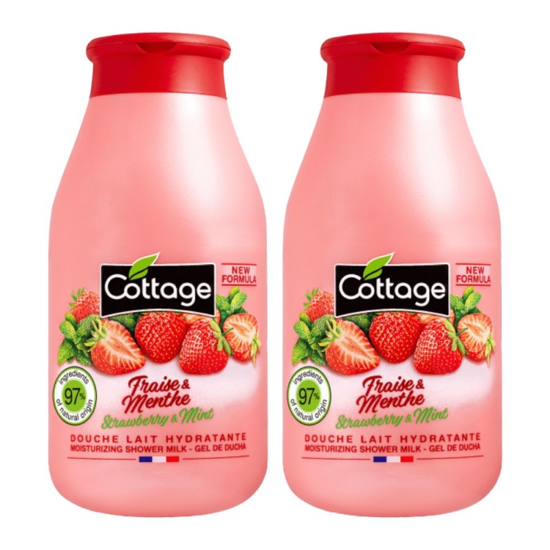 Set 2 x 2 Gel de Dus si Lapte de Baie Cottage cu Capsuni si Menta, 250 ml