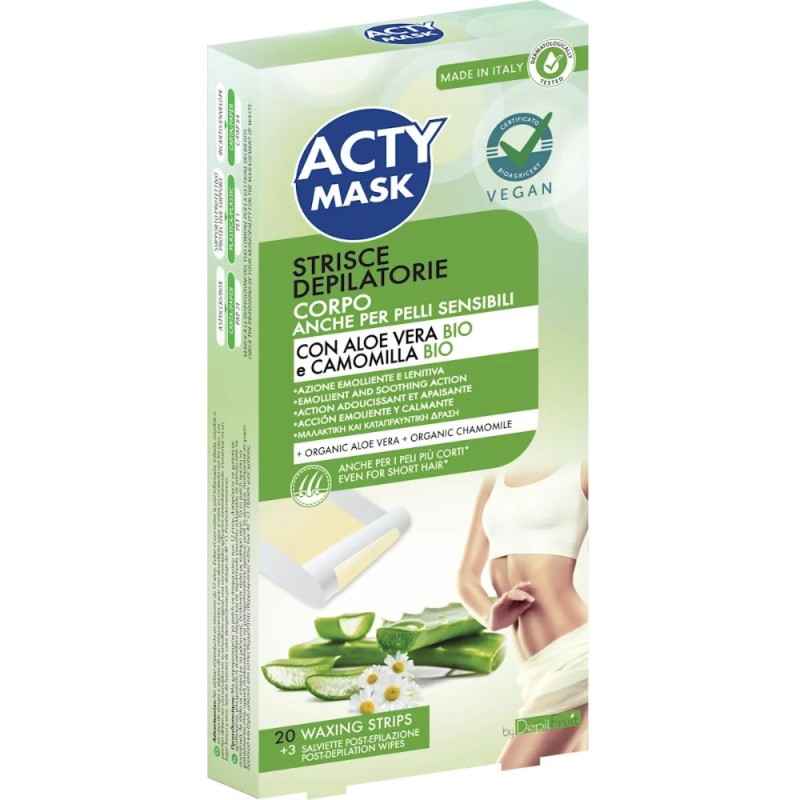 Set 2 x 20 Benzi Depilatoare pentru Corp cu Aloe si Musetel, Acty Mask