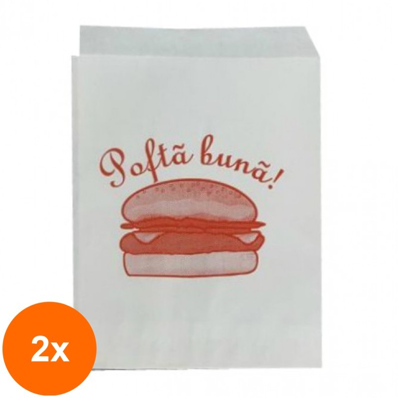 Set 2 x 200 Coltare din Hartie, Model Burger, 14.5 x 19 cm