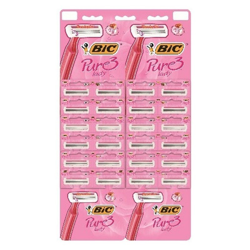 Set 2 x 24 Aparate de Ras BIC Pure 3 Lady, 3 Lame, Femei