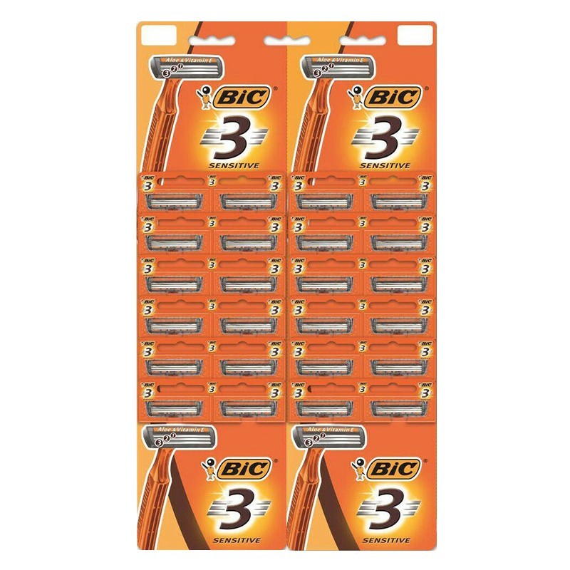 Set 2 x 24 Aparate de Ras BIC Sensitive 3, 3 Lame, Barbati