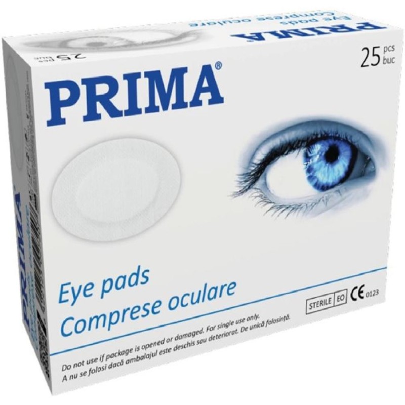 Set 2 x 25 Comprese Sterile Oculare, 56 mm x 70 mm, Anatomice si Absorbante, Prima