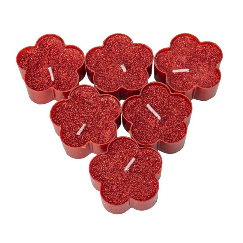 Set 2 x 25 Lumanari Decorative, Forma Floare, Rosu