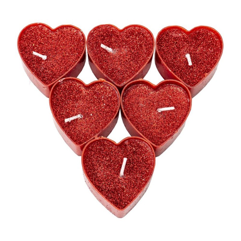 Set 2 x 25 Lumanari Decorative, Forma Inimoara, Rosu